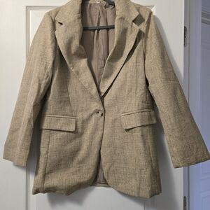 Women's Beige Tweed Blazer Jacket